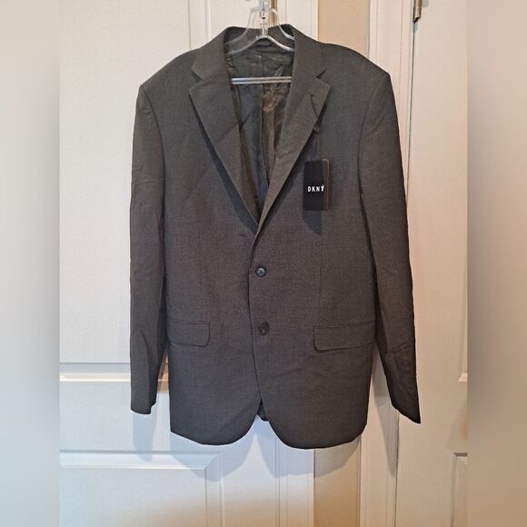 DKNY Mens Blazer Sport Coat Jacket Size 42L Dark Gray - Picture 1 of 6